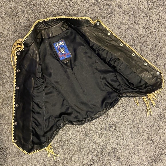 Tribe America NEW Women’s Leather Vest With Fringe Bone Bead Work Made In USA 12 - Picture 15 of 16